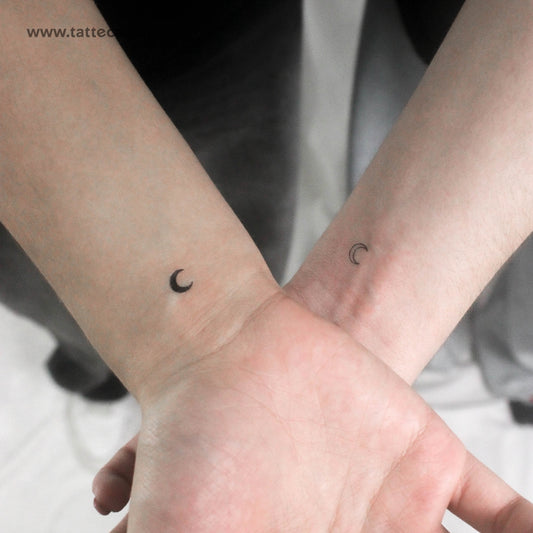 Small Matching Crescent Moon Temporary Tattoos - Set of 3+3