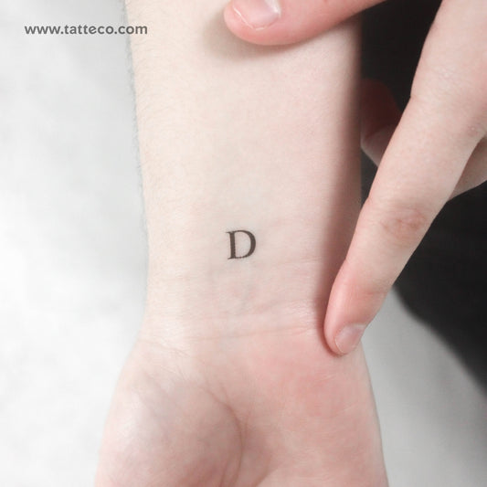 Tatuaje temporal de letra mayúscula D Serif - Juego de 3