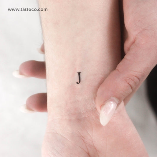 J Serif Capital Letter Temporary Tattoo - Set of 3