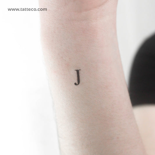 J Serif Capital Letter Temporary Tattoo - Set of 3
