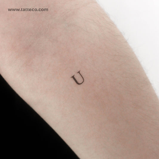 Tatuaje temporal de letra mayúscula U Serif - Juego de 3