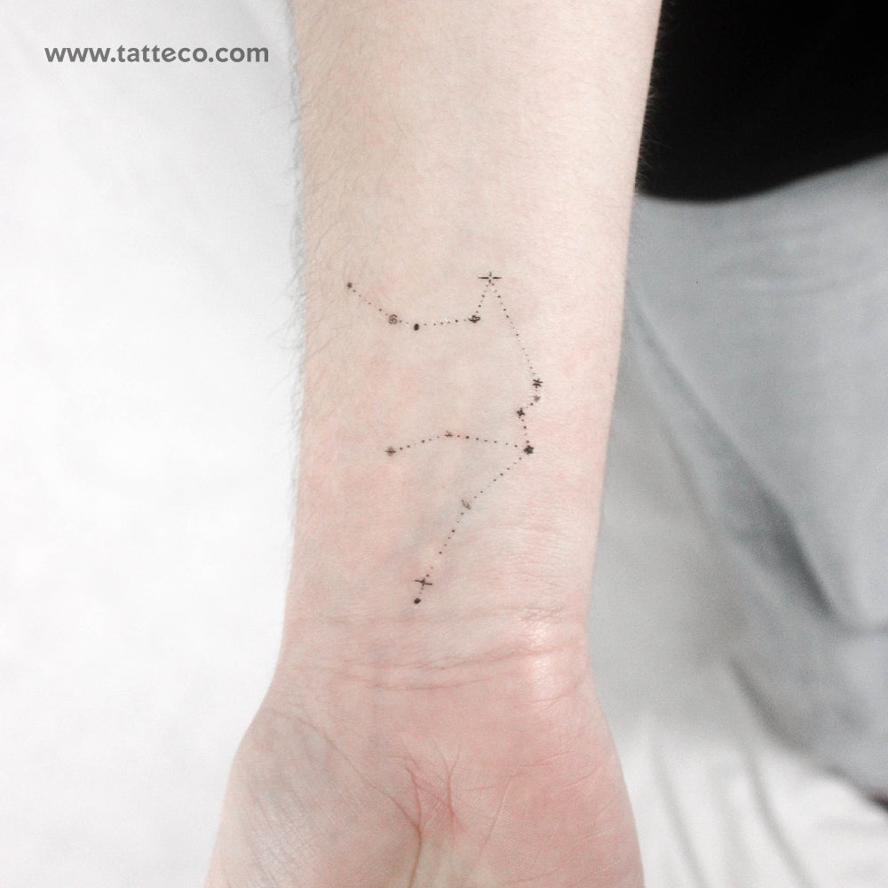Minimalist Aquarius Constellation Temporary Tattoo by Puntuak - Set of 3