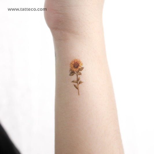Small Watercolor Sunflower Temporary Tattoo - Set of 3