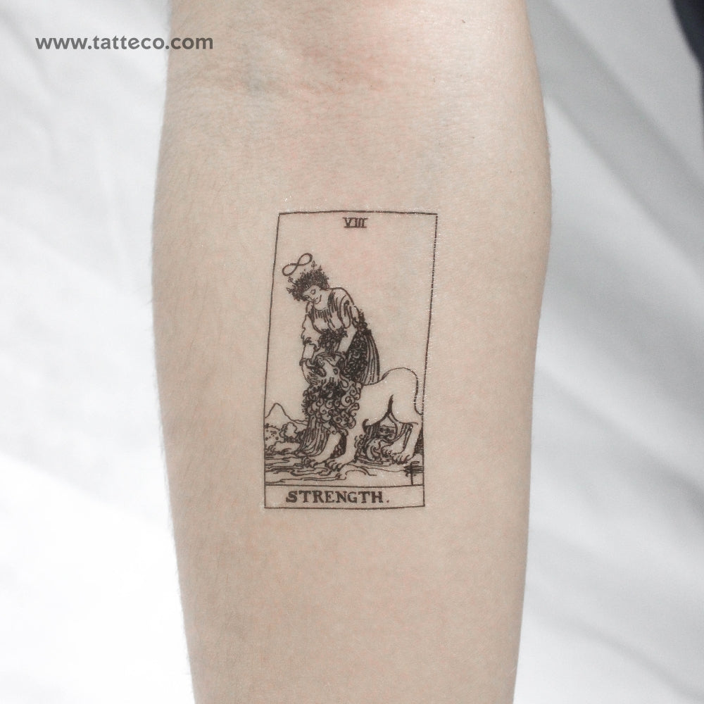 Strength Tarot Card Temporary Tattoo - Set of 3