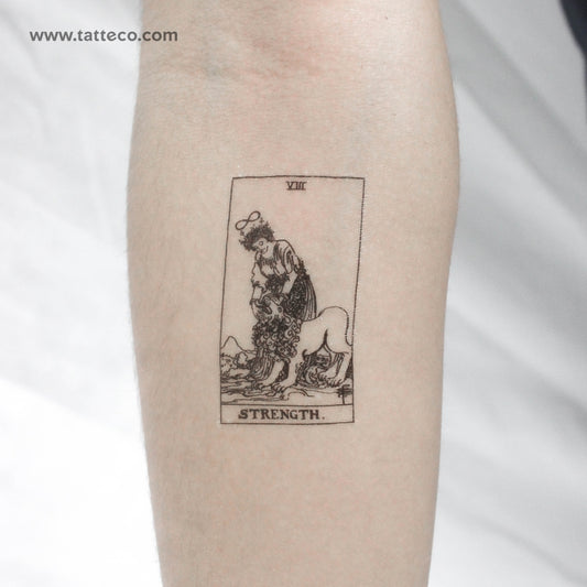 Tatuaje temporal de la carta del Tarot de la Fuerza - Juego de 3