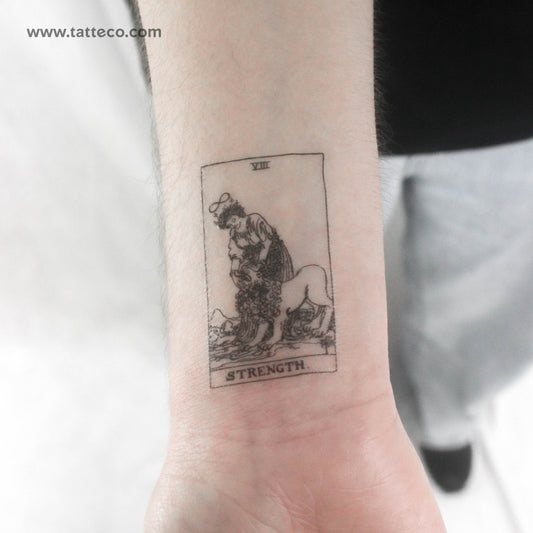 Tatuaje temporal de la carta del Tarot de la Fuerza - Juego de 3