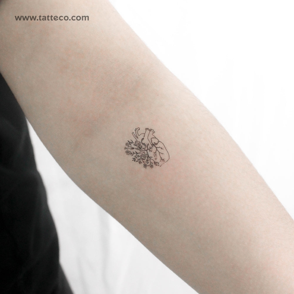 Tatuaje temporal de corazón de flor - Juego de 3