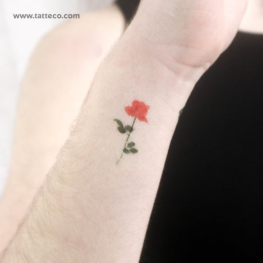 Tatuaje temporal de una pequeña rosa naranja de Zihee (juego de 3)