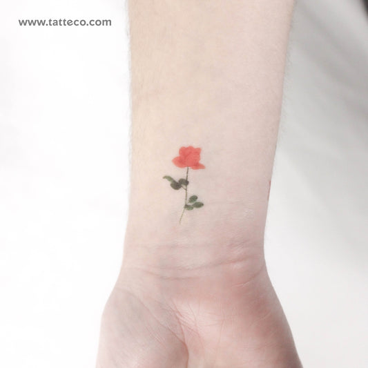 Tatuaje temporal de una pequeña rosa naranja de Zihee (juego de 3)