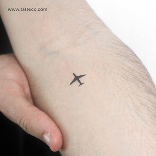 Tatuaje temporal minimalista de avión (juego de 3)