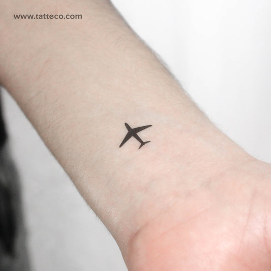 Tatuaje temporal minimalista de avión (juego de 3)