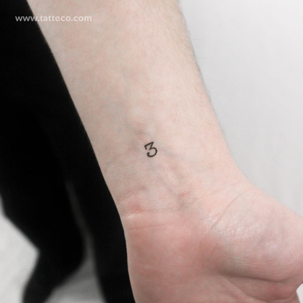 Number 3 Temporary Tattoo - Set of 3