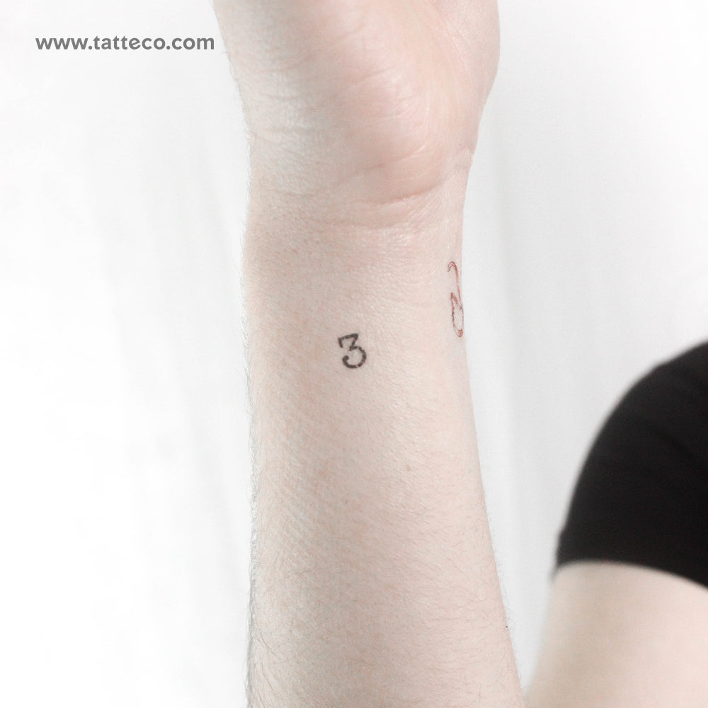Number 3 Temporary Tattoo - Set of 3