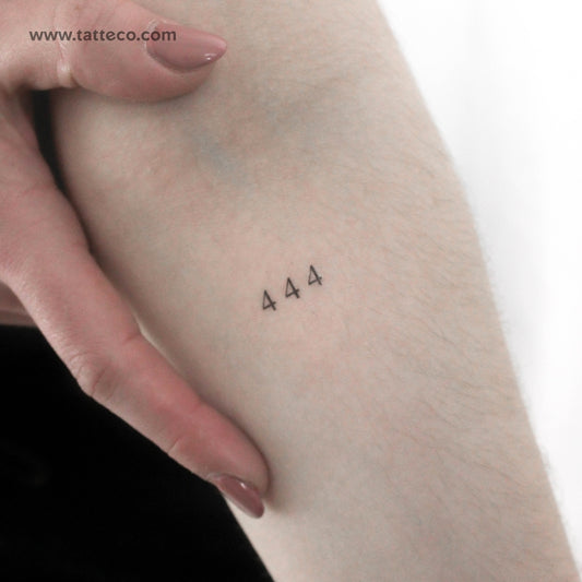 Small 444 Angel Number Temporary Tattoo - Set of 3