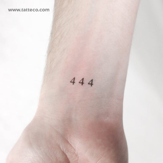 Small 444 Angel Number Temporary Tattoo - Set of 3