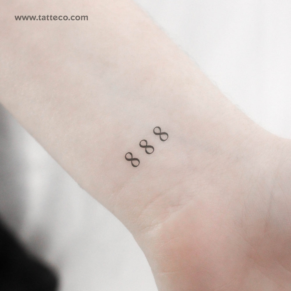 Small 888 Angel Number Temporary Tattoo - Set of 3