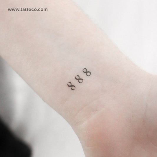 Small 888 Angel Number Temporary Tattoo - Set of 3