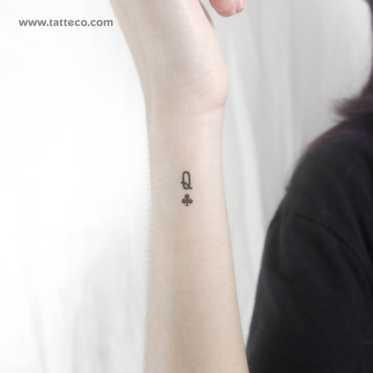 Tatuaje temporal pequeño de la Reina de Tréboles - Juego de 3
