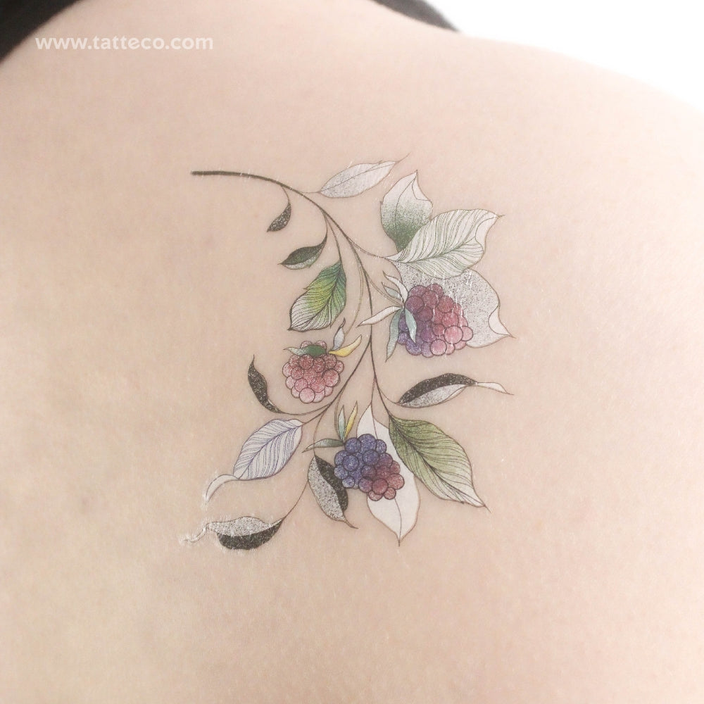 Raspberry Branch By Ann Lilya Temporary Tattoo - Set of 3