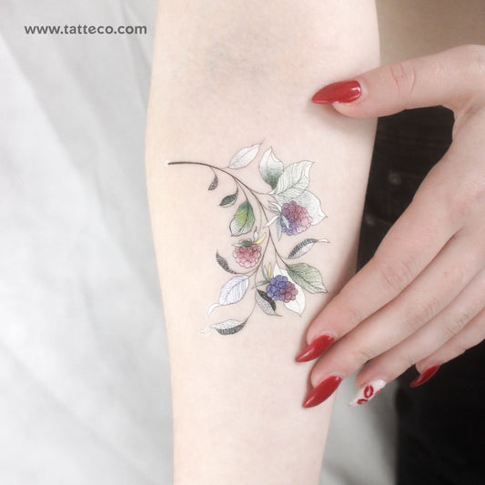 Tatuaje temporal "Rama de frambuesa" de Ann Lilya (juego de 3)