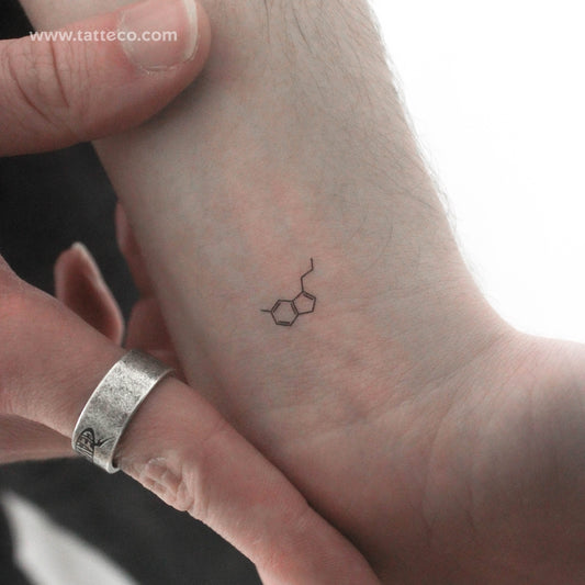 Tatuaje temporal diminuto de la estructura química de la serotonina (juego de 3)