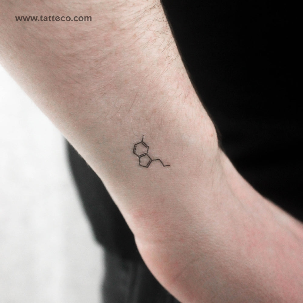 Tiny Serotonin Chemical Structure Temporary Tattoo - Set of 3