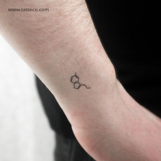 Tatuaje temporal diminuto de la estructura química de la serotonina (juego de 3)