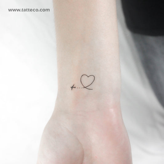 Tatuaje temporal de avión y corazón (juego de 3)