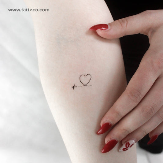 Tatuaje temporal de avión y corazón (juego de 3)
