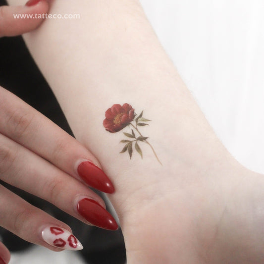 Tatuaje temporal de peonía granate (juego de 3)