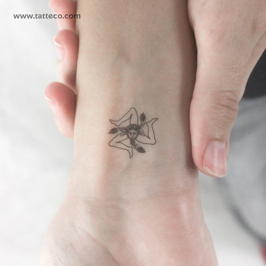 Tatuaje temporal de triskeles con gorgoneion de la bandera siciliana (juego de 3)