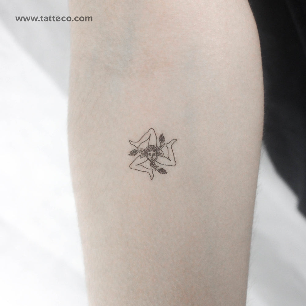 Sicilian Flag  Triskeles-with-Gorgoneion Temporary Tattoo - Set of 3