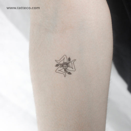 Tatuaje temporal de triskeles con gorgoneion de la bandera siciliana (juego de 3)