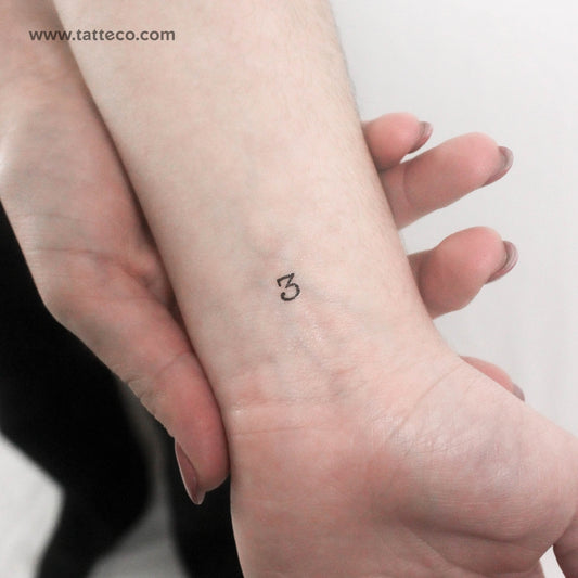 Number 3 Temporary Tattoo - Set of 3