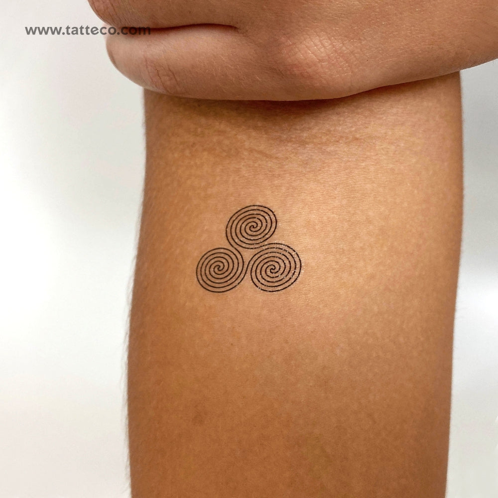 Triple Spiral Symbol Temporary Tattoo - Set of 3