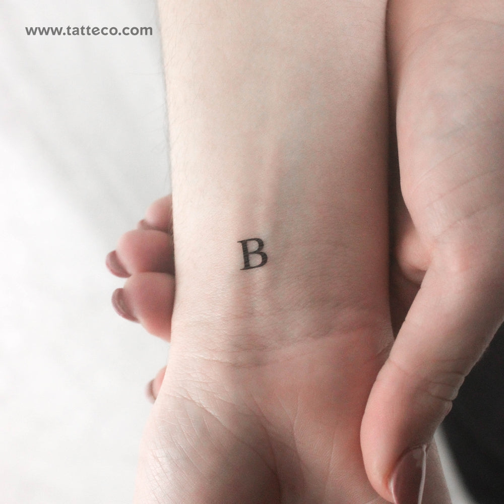 B Serif Capital Letter Temporary Tattoo - Set of 3