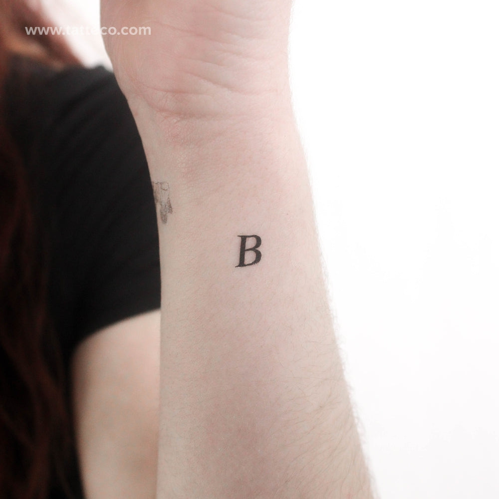 B Serif Capital Letter Temporary Tattoo - Set of 3