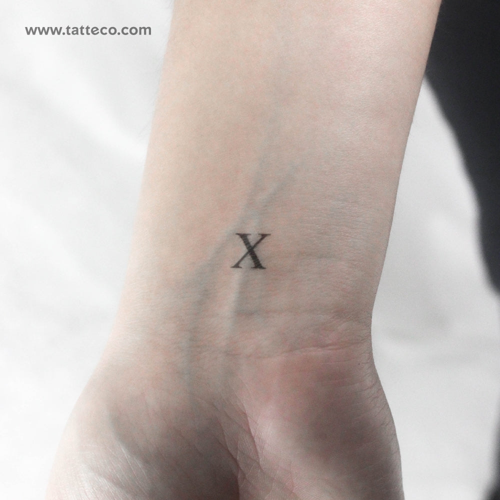 X Serif Capital Letter Temporary Tattoo - Set of 3