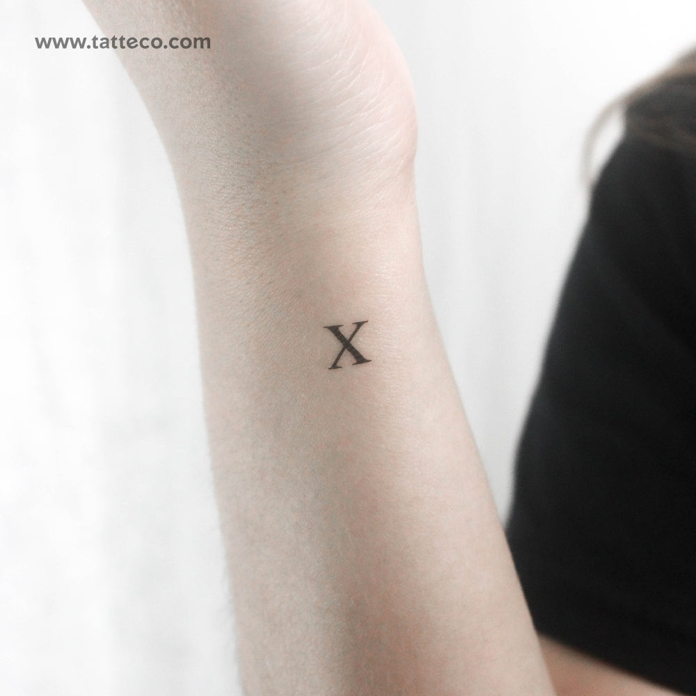 X Serif Capital Letter Temporary Tattoo - Set of 3
