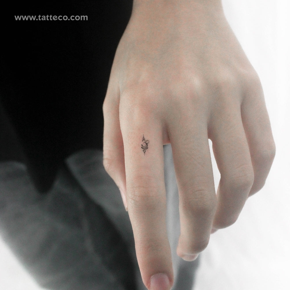 Tiny Sanskrit Symbol for Breathe Temporary Tattoo - Set of 3