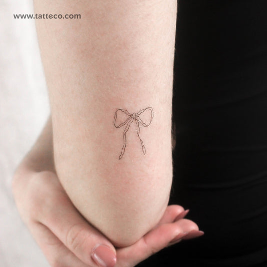 Fine Line Ribbon Bow Temporary Tattoo - Set of 3