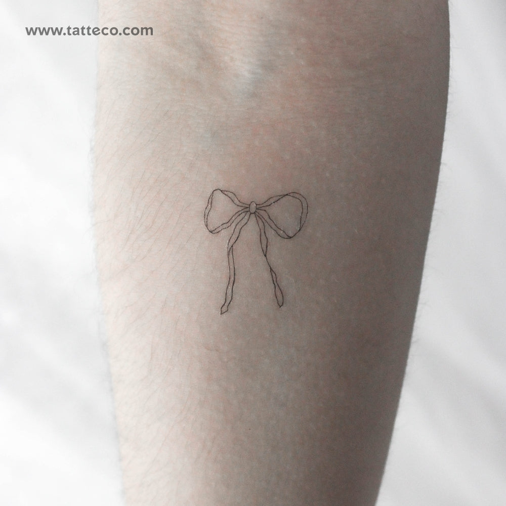 Fine Line Ribbon Bow Temporary Tattoo - Set of 3