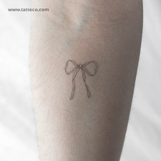 Fine Line Ribbon Bow Temporary Tattoo - Set of 3