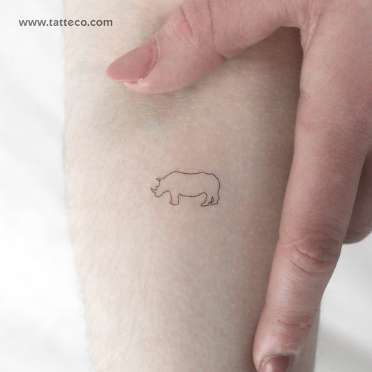 Fine Line Rhino Temporary Tattoo - Set of 3