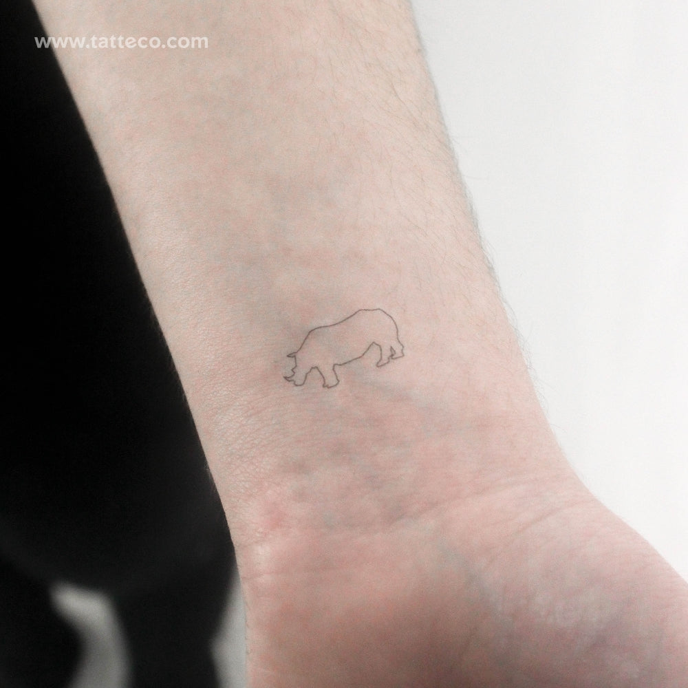 Fine Line Rhino Temporary Tattoo - Set of 3