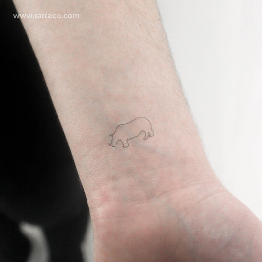 Fine Line Rhino Temporary Tattoo - Set of 3