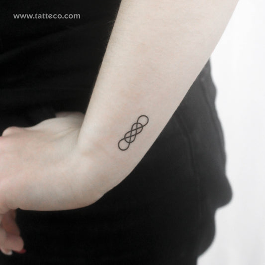 Tatuaje temporal de doble infinito entrelazado (juego de 3)