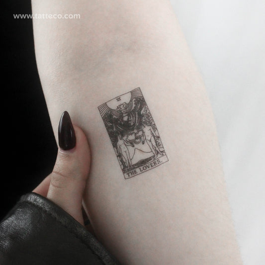Tatuaje temporal pequeño de la carta del Tarot de los Enamorados (juego de 3)