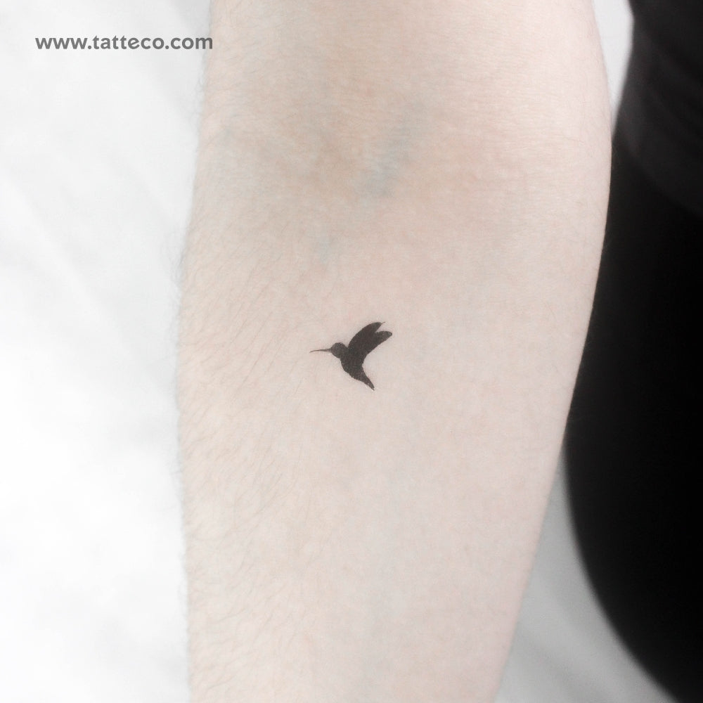 Blackwork Hummingbird Temporary Tattoo - Set of 3