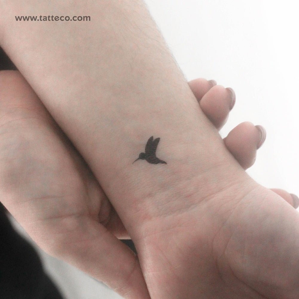 Blackwork Hummingbird Temporary Tattoo - Set of 3